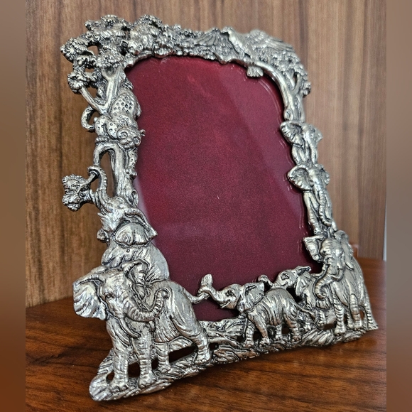 Vintage ARTHUR COURT 1995 Jungle Scene Elephants Leopards Bird Safari - Picture 7 of 16